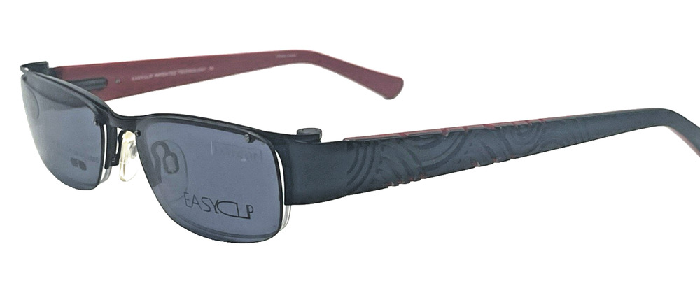 EASYCLIP EC105 BLACK RED EYEGLASSES FRAMES W/ MAGNETIC SUNGLASSES 46-17-135